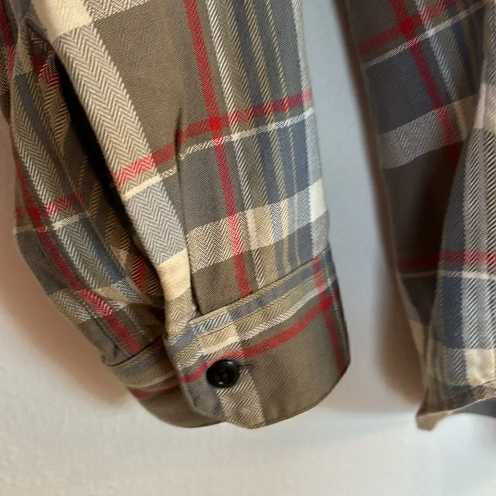 J. Crew Trade & Co Sporting Goods Gray Plaid Button Up Shirt Size XL